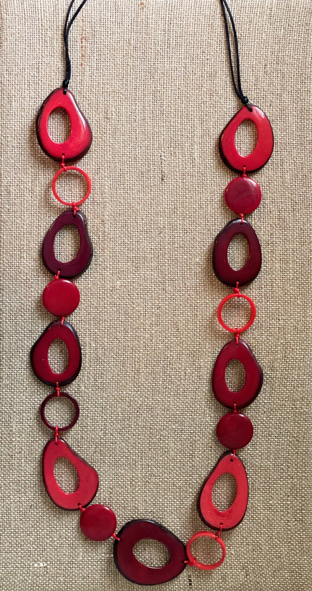 Red Tagua Nut Extra Long Necklace