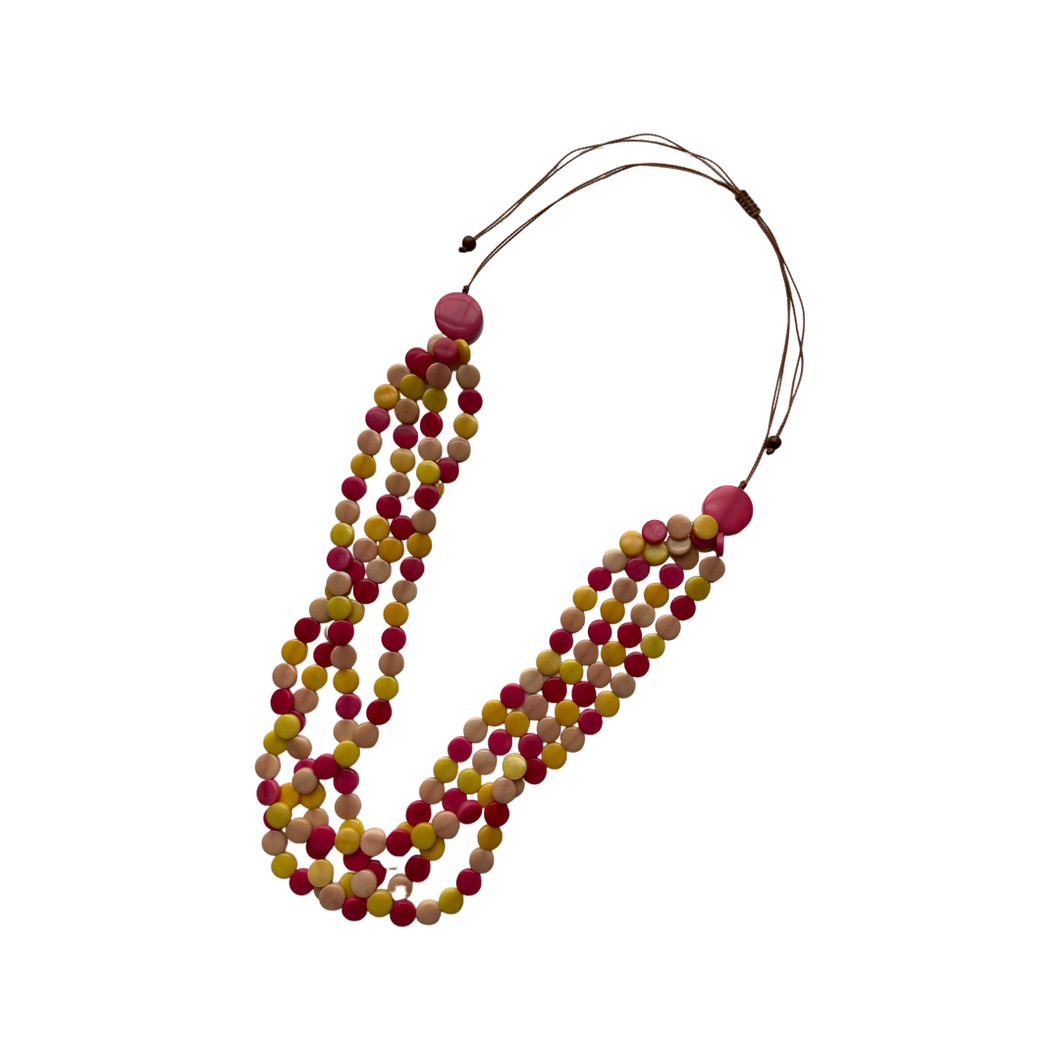 Tricolor Tagua Nut Long Adjustable Necklace