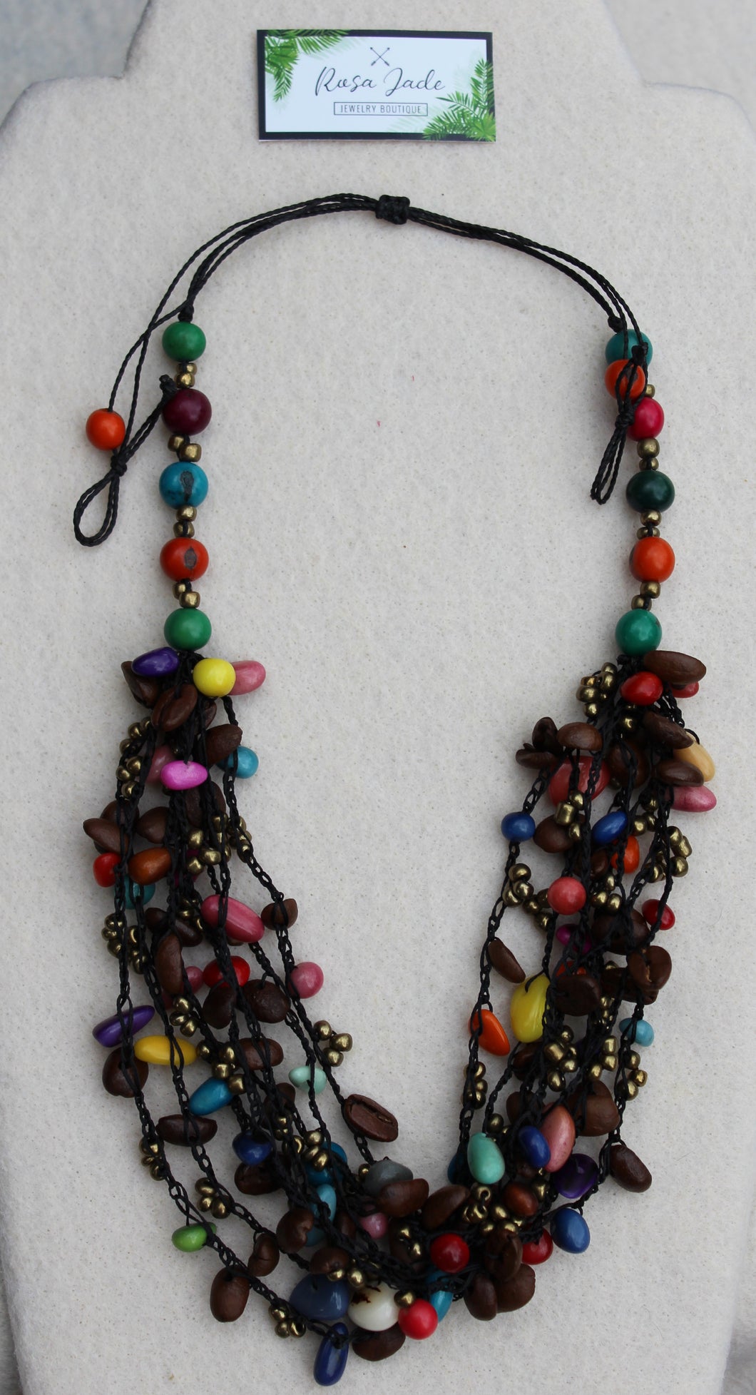 Multicolor Tagua Nut and Coffee Bean Necklace
