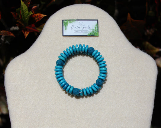 Baby Blue Tagua Nut Memory Wire Bracelet