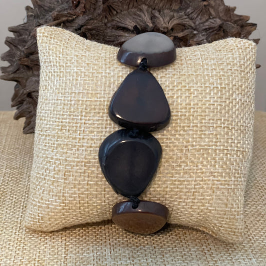 Black Gray Brown Tagua Nut Bracelet