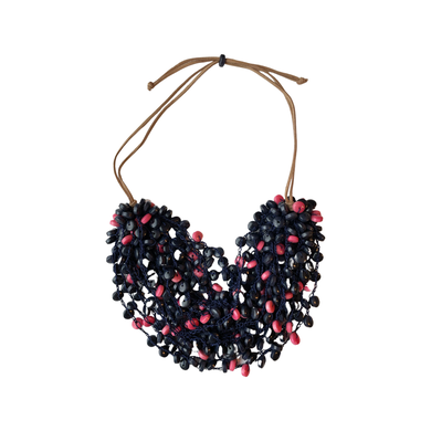 Blue and Pink Tagua Nut Adjustable Necklace