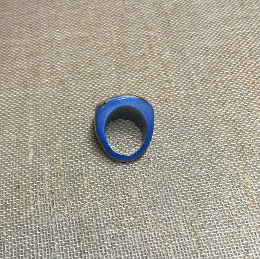 Blue Tagua Nut Statement Ring summer spring