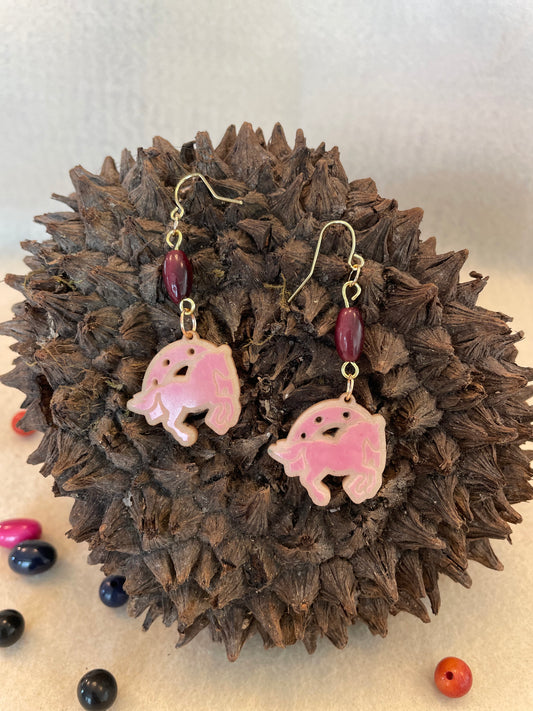pink tagua nut earrings