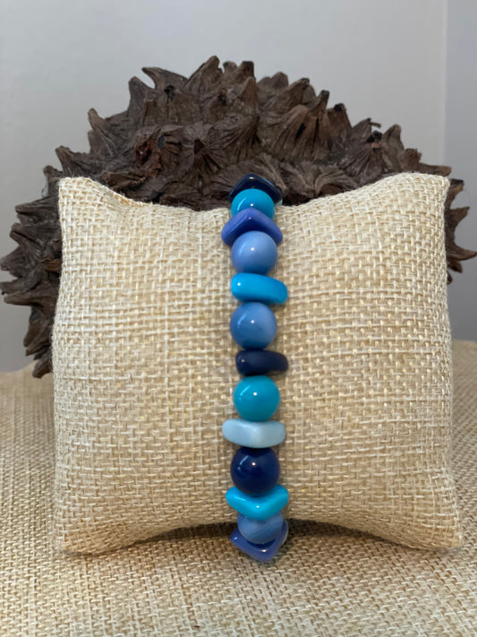 Shades of Blue Stackable Tagua Nut Bracelet