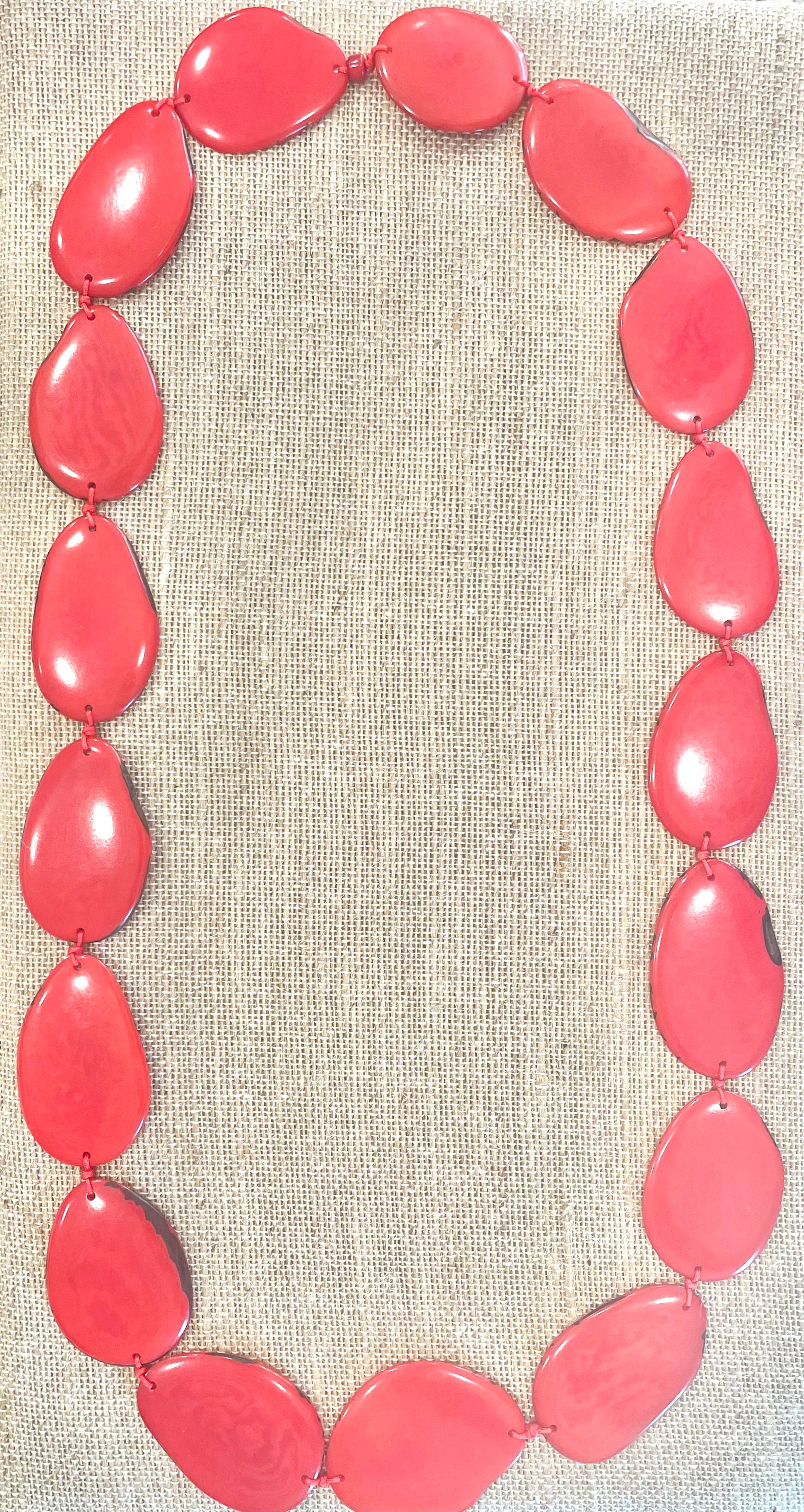Salmon Tagua Nut Long Necklace