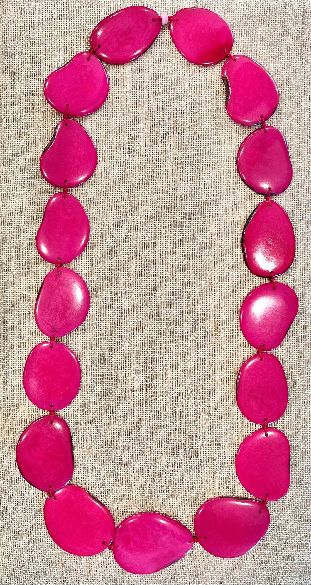 Hot Pink Tagua Nut Long Necklace