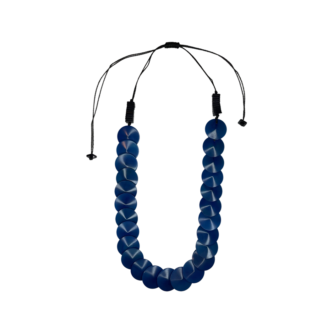 Blue Tagua Nut Adjustable Necklace