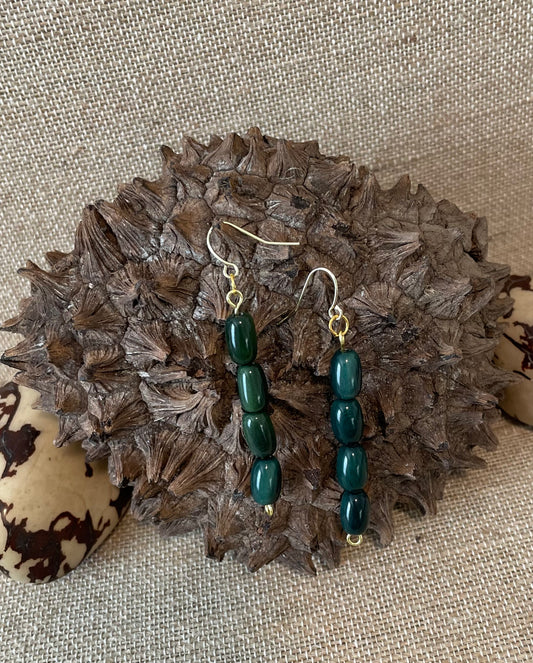 Green Tagua Nut Dangle Earrings