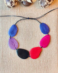 Load image into Gallery viewer, Blue, Pink & Purple Tagua Nut Necklace | Adjustable Sustainable Jewelry
