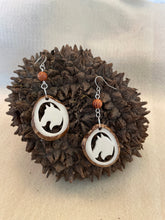 Load image into Gallery viewer, Carved Horse Head Tagua Nut Derby Earrings
