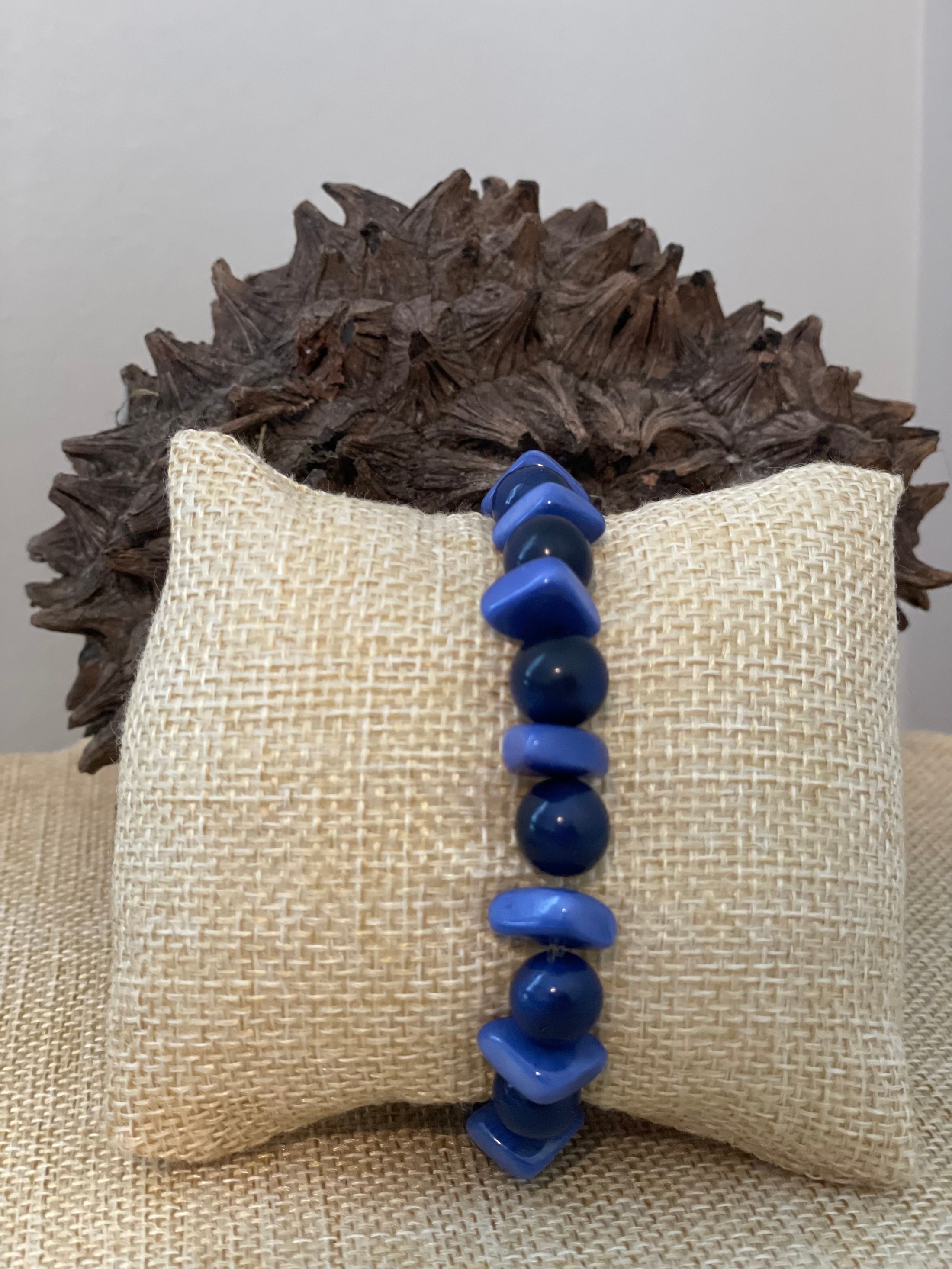 Blue Tagua Nut Stackable Bracelet