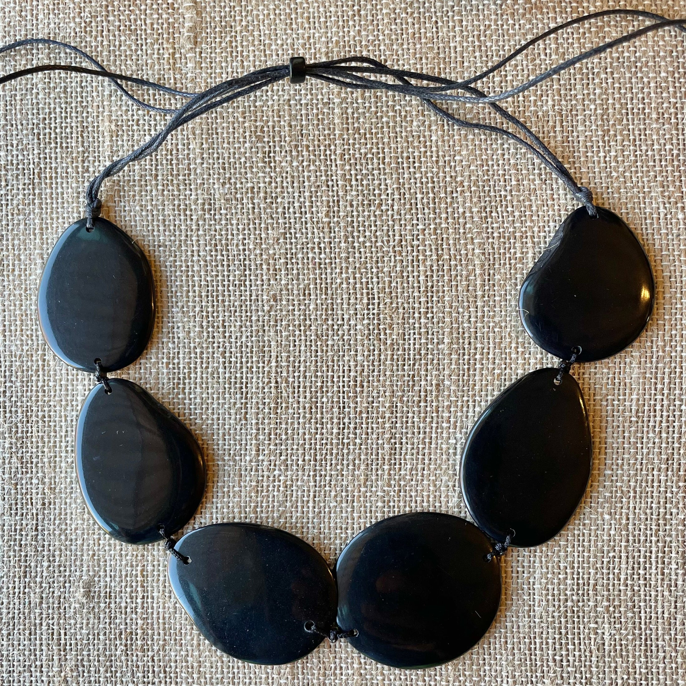 Black Tagua Nut Adjustable Necklace