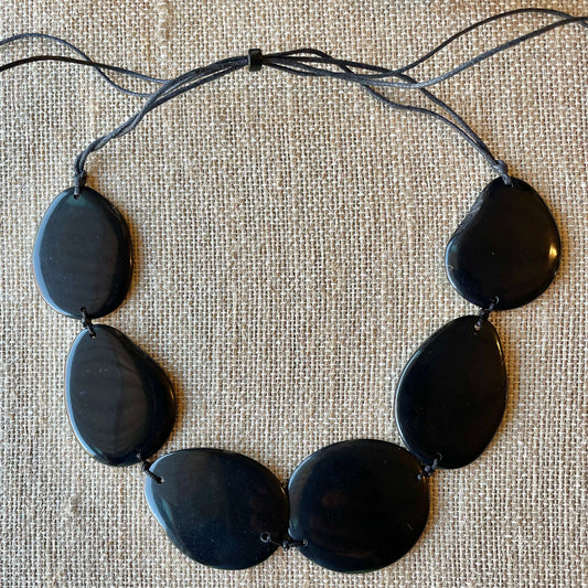 Black Tagua Nut Adjustable Necklace