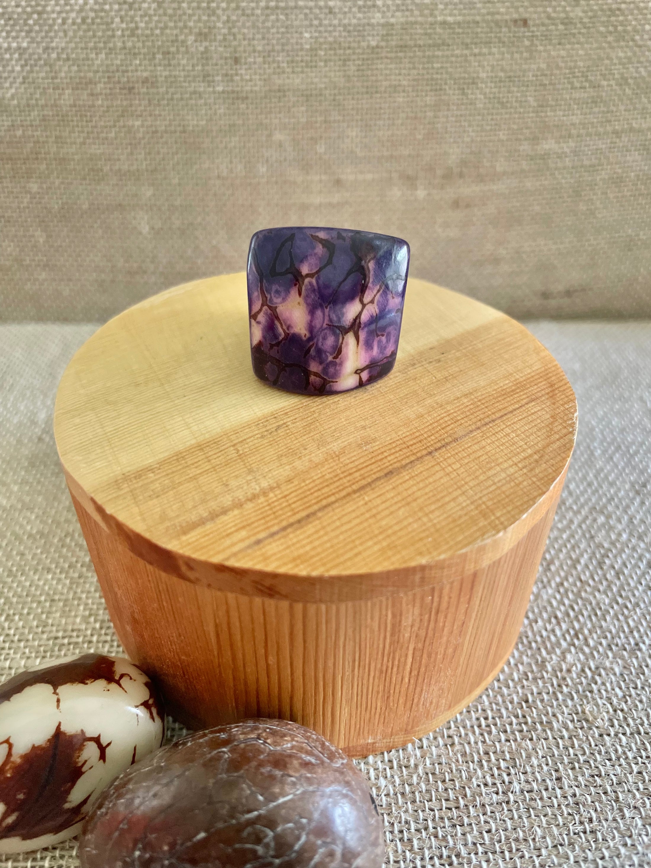 Dark Purple Tagua Nut Statement Ring summer winter