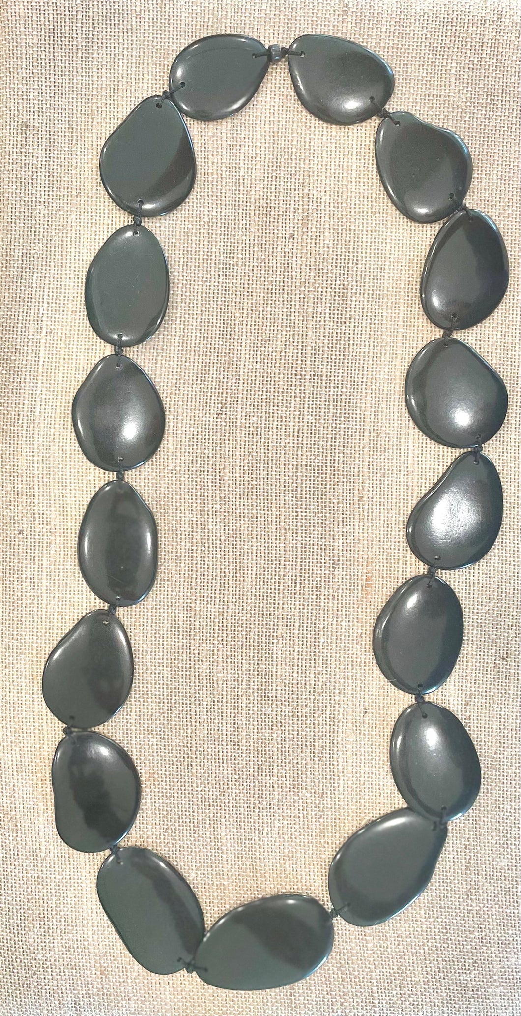 Black Tagua Nut Long Necklace