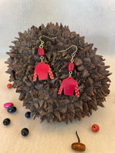 Load image into Gallery viewer, Red Tagua Nut Jockey Silk Derby Earrings
