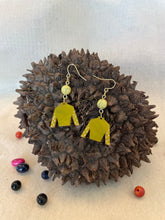 Load image into Gallery viewer, Lime Green Tagua Nut Jockey Silk Derby Earrings
