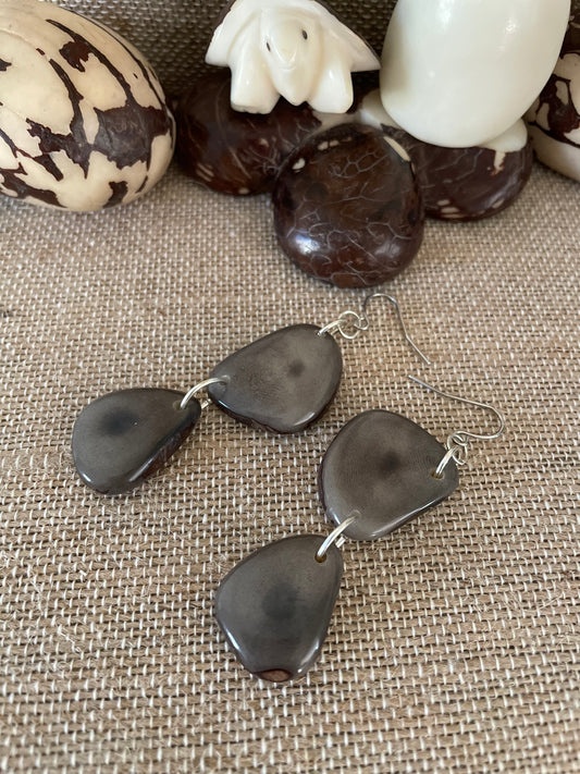 Gray Tagua Nut Earrings
