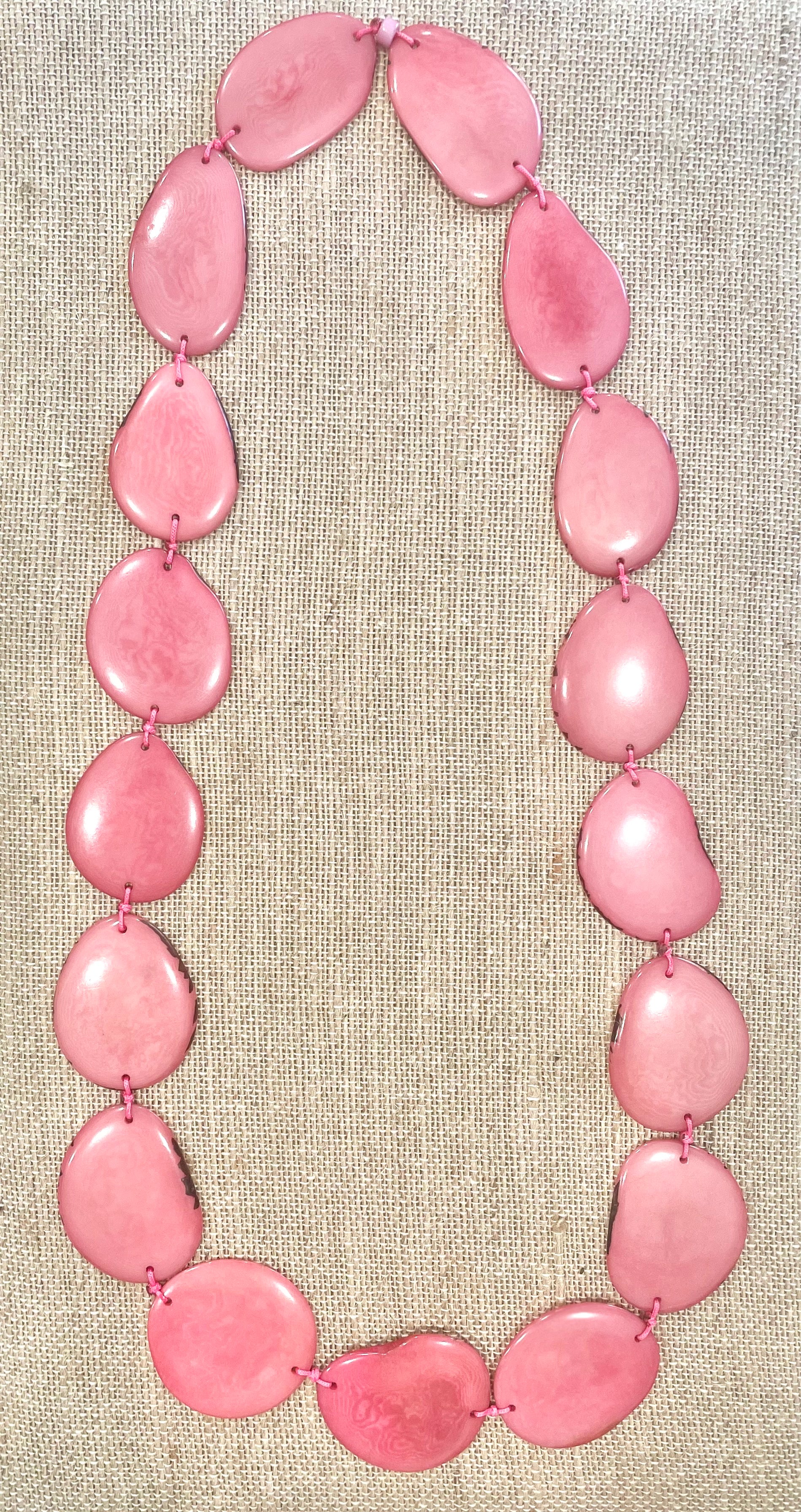 Pink Tagua Nut Long Necklace