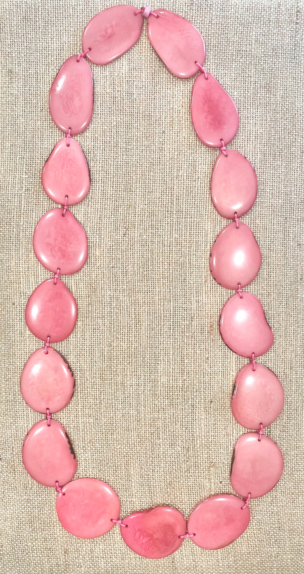 Pink Tagua Nut Long Necklace