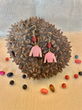 Load image into Gallery viewer, Light Pink Tagua Nut Jockey Silk Derby Earrings
