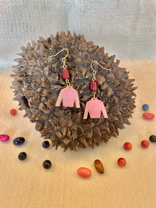 Light Pink Tagua Nut Jockey Silk Derby Earrings