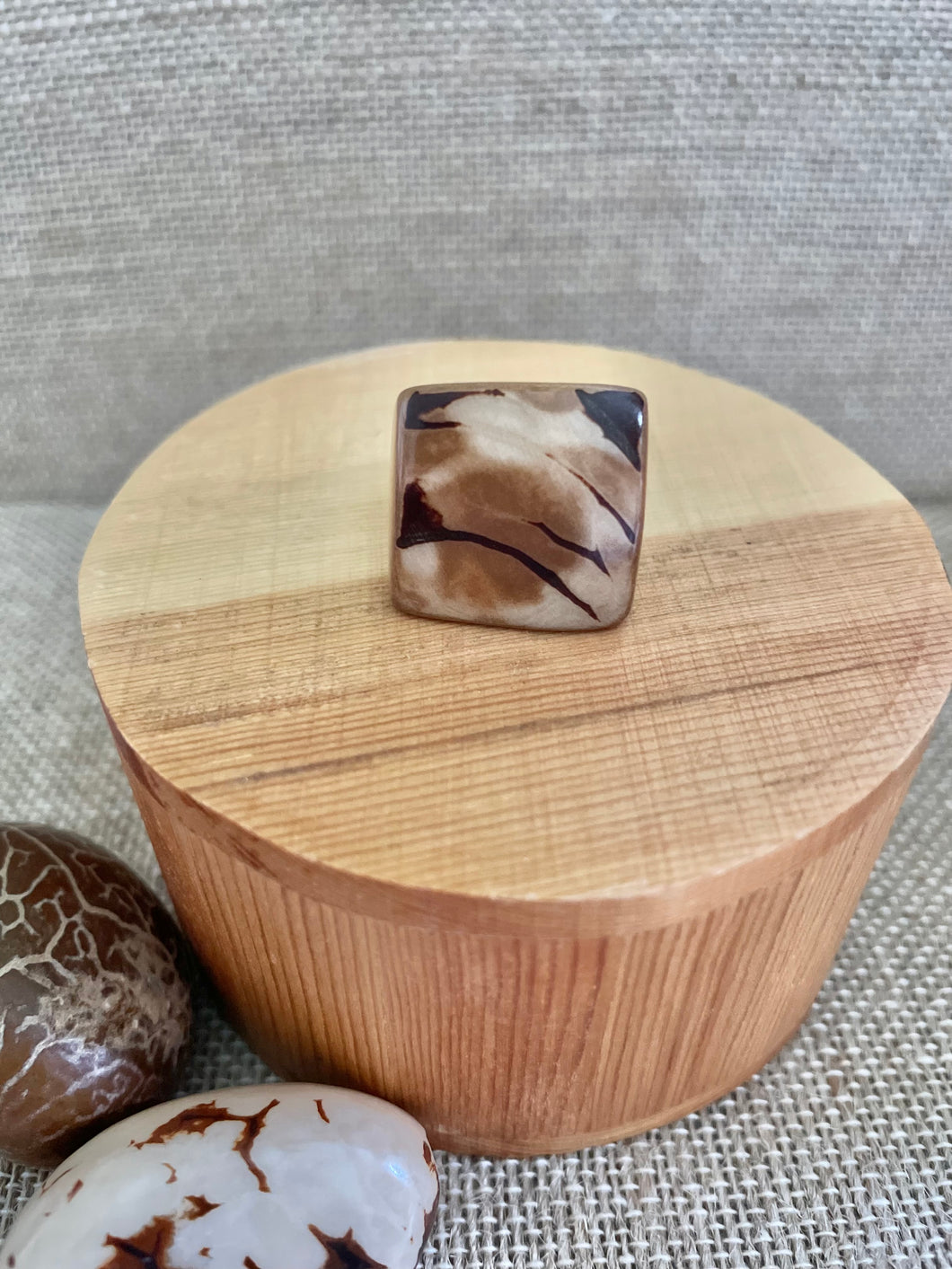 Brown Tagua Nut Statement Ring