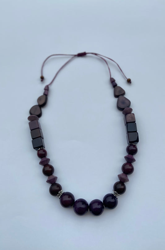 Purple Tagua Nut Adjustable Necklace