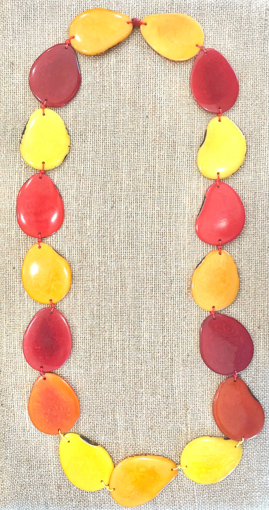 Multicolor Tagua Nut Long Necklace