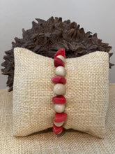 Load image into Gallery viewer, Red and Ivory Tagua Nut Stackable Bracelet
