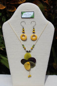 Load image into Gallery viewer, Green Brown Yellow Tagua Nut Rose Necklace with Earrings
