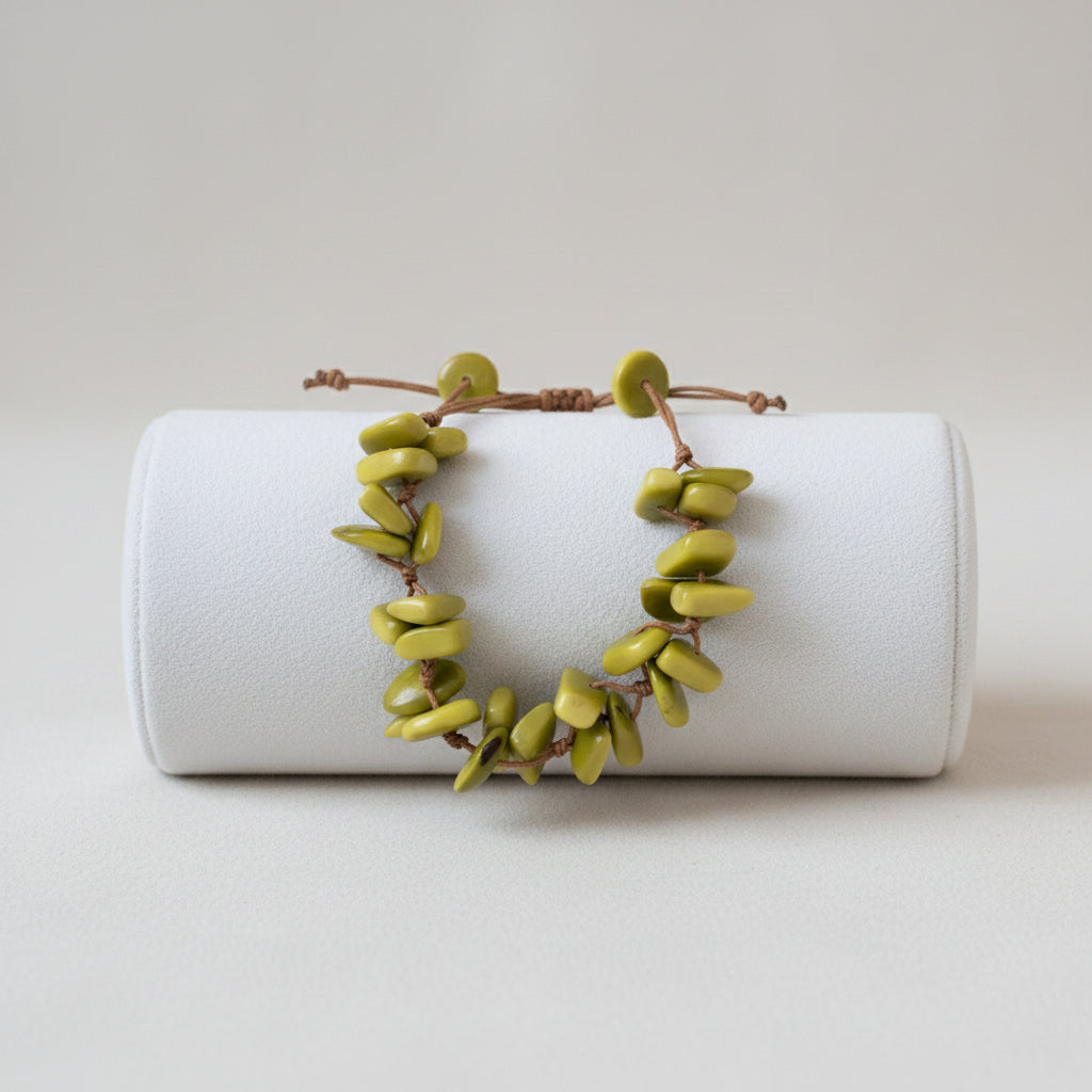 Green Tagua Nut Adjustable Bracelet