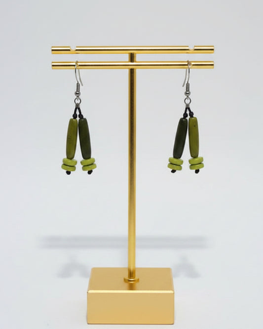 Green Tagua Nut Dangle Earrings
