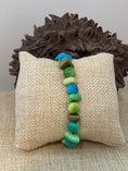 Load image into Gallery viewer, Green and Blue Tagua Nut Stackable Bracelet
