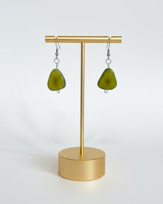 Green Tagua Nut Earrings