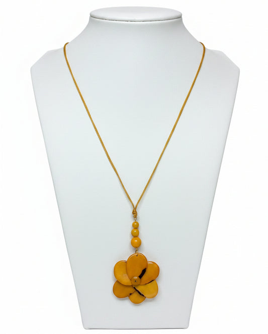 Handmade Orange Rose Tagua Nut Necklace – Eco-Friendly Statement Jewelry