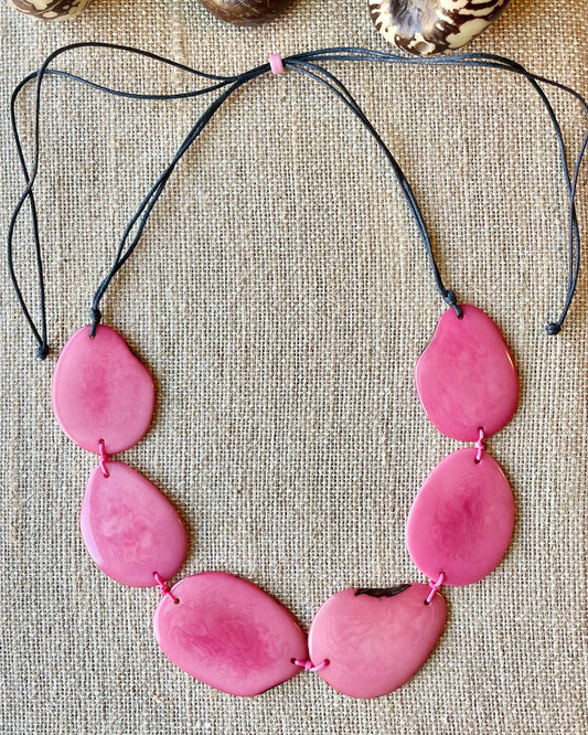 Pink Tagua Nut Adjustable Necklace