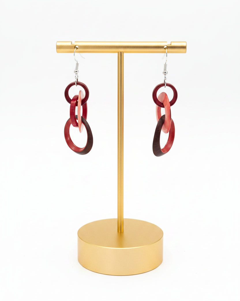 Red and Pink Tagua Nut Earrings