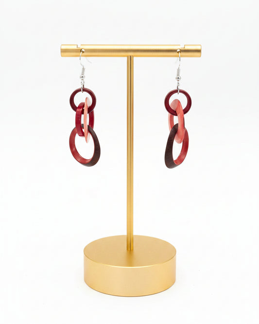 Red and Pink Tagua Nut Earrings