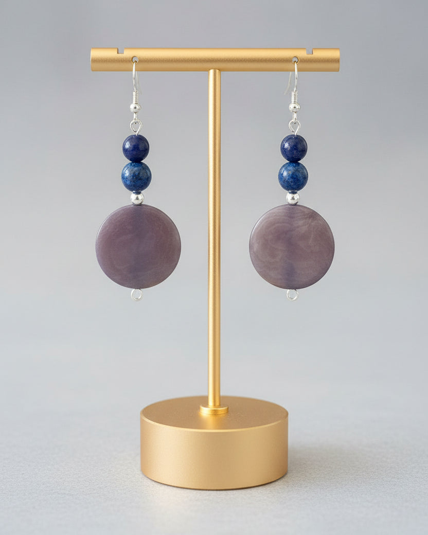 Purple Blue Tagua Nut Earrings
