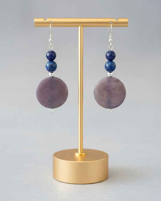 Purple Blue Tagua Nut Earrings