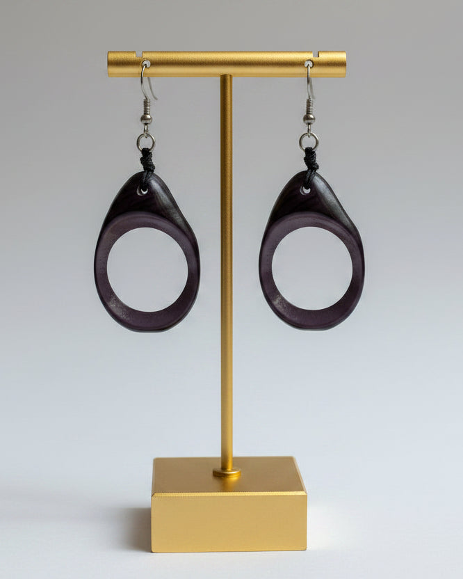 Purple Black Tagua Nut Earrings