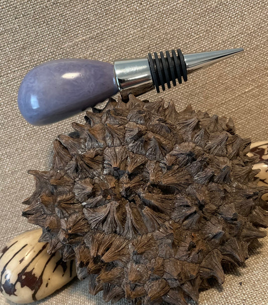 Handmade Purple Tagua Nut Wine Stopper | Eco-Friendly Vegetable Ivory Bottle Seal