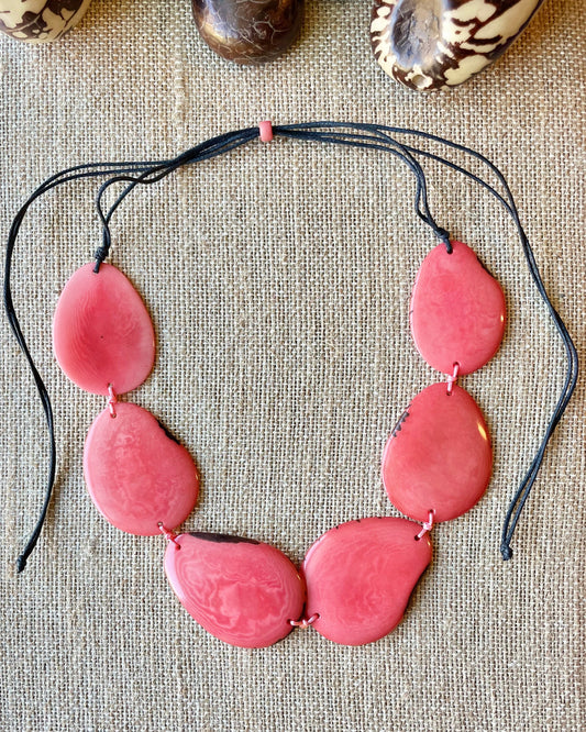 Salmon Tagua Nut Adjustable Necklace