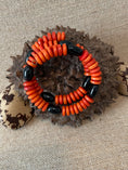 Load image into Gallery viewer, Handmade black Orange red Tagua Nut Wrap Bracelet | Sustainable Vegetable Ivory
