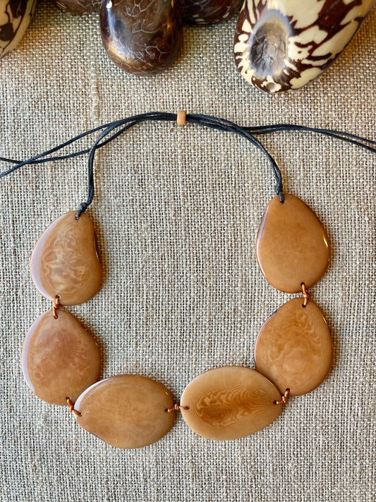Light Brown Tagua Nut Adjustable Necklace | Sustainable Handmade Jewelry