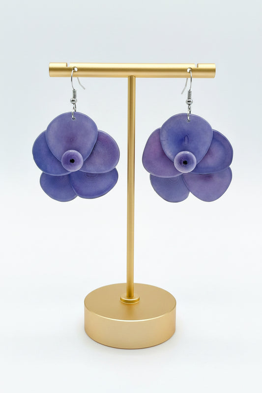 Light Purple Rose Tagua Nut Earrings winter