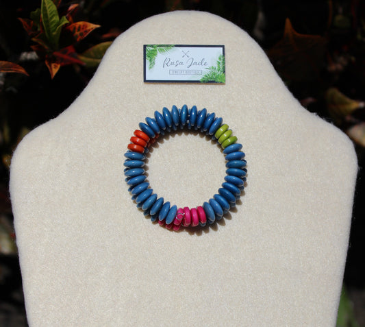 Multicolor Tagua Nut Memory Wire Bracelet