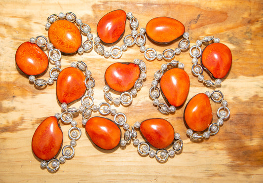 Orange Tagua Nut Napkin Holders